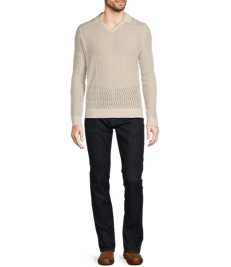 Murano Prehistoric Prep Collection Solid Textured Johnny Sweater Polo Shirt