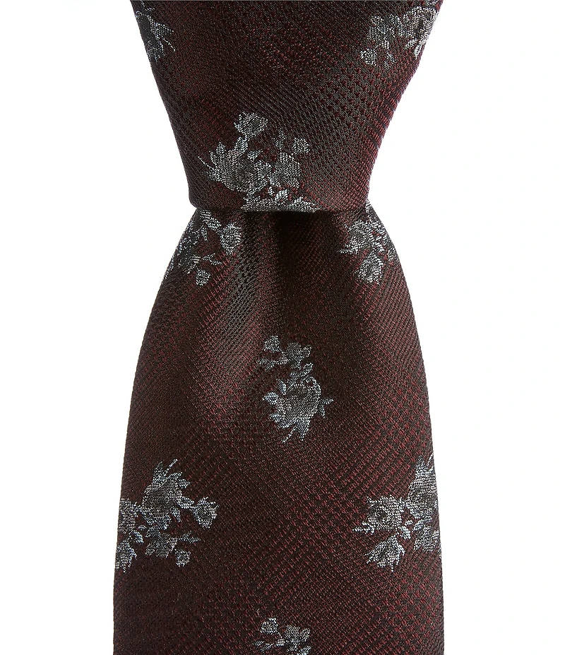 Murano Saint Flower Bunch 3#double; Narrow Woven Silk Blend Tie