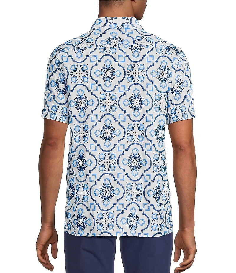 Murano Saronic Islands, Greece Collection Contrast Eyelet Short Sleeve Woven Shirt