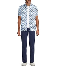 Murano Saronic Islands, Greece Collection Contrast Eyelet Short Sleeve Woven Shirt