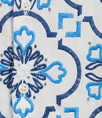 Murano Saronic Islands, Greece Collection Contrast Eyelet Short Sleeve Woven Shirt