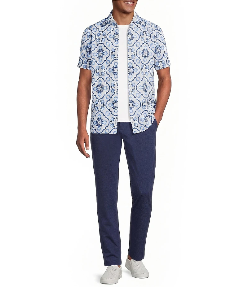 Murano Saronic Islands, Greece Collection Contrast Eyelet Short Sleeve Woven Shirt