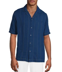 Murano Saronic Islands, Greece Collection Contrast Stitch Short Sleeve Woven Camp Shirt