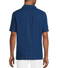 Murano Saronic Islands, Greece Collection Contrast Stitch Short Sleeve Woven Camp Shirt