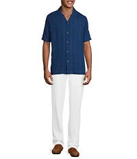Murano Saronic Islands, Greece Collection Contrast Stitch Short Sleeve Woven Camp Shirt