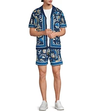 Murano Saronic Islands Greece Collection Jacquard Short Sleeve Camp Sweater