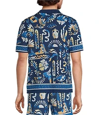 Murano Saronic Islands Greece Collection Jacquard Short Sleeve Camp Sweater
