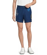 Murano Saronic Islands Greece Collection Linen Embroidery 5.5#double; Inseam Shorts