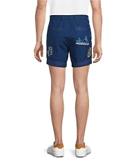 Murano Saronic Islands Greece Collection Linen Embroidery 5.5#double; Inseam Shorts