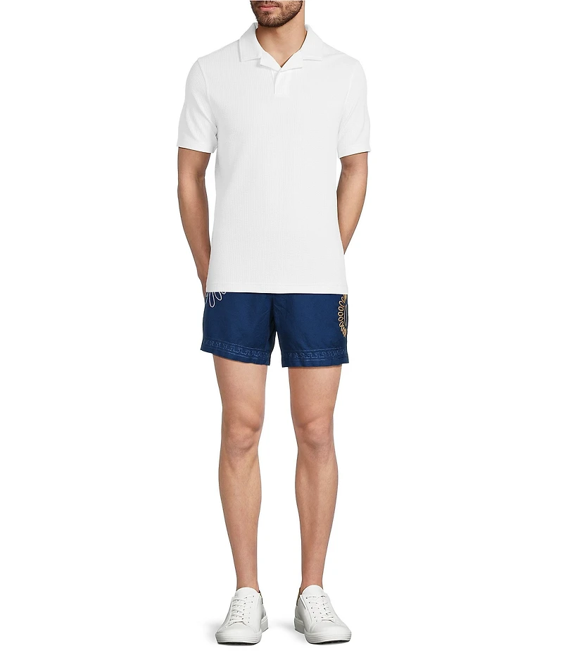 Murano Saronic Islands Greece Collection Linen Embroidery 5.5#double; Inseam Shorts