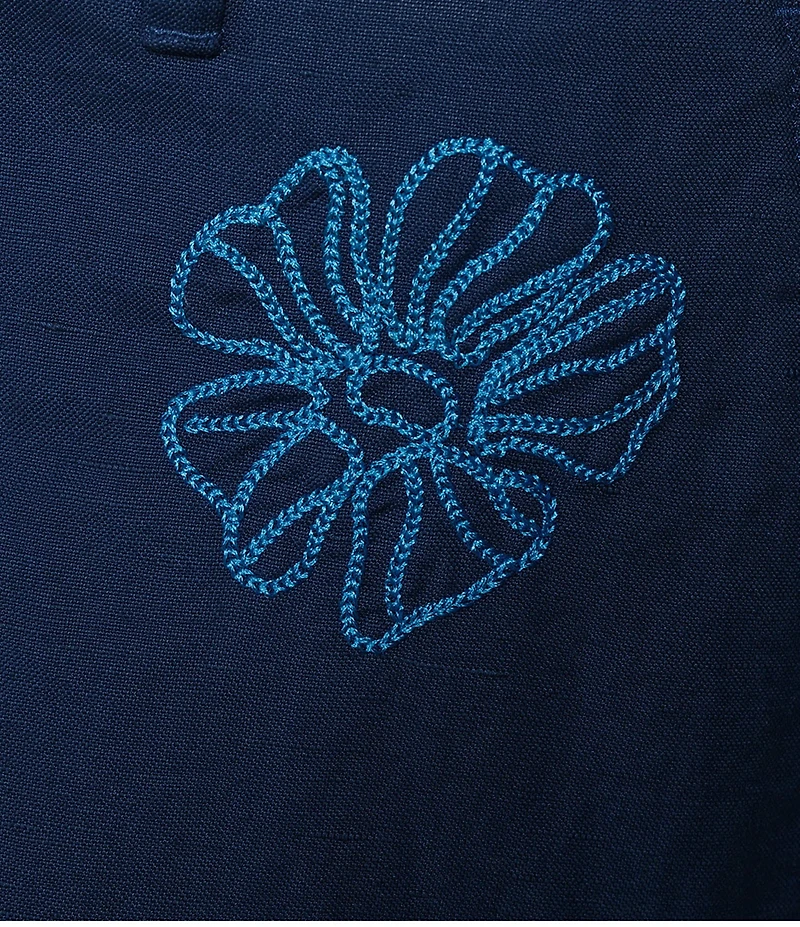 Murano Saronic Islands Greece Collection Linen Embroidery 5.5#double; Inseam Shorts