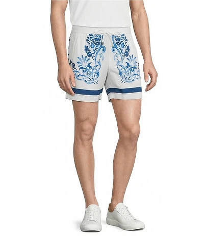 Murano Saronic Islands Greece Collection Printed 5.5#double; Inseam Drawstring Shorts