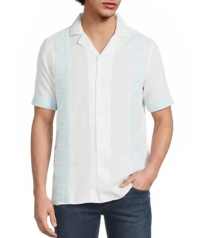 Murano Saronic Islands, Greece Collection Slim Fit Applique Short Sleeve Woven Camp Shirt