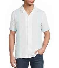 Murano Saronic Islands, Greece Collection Slim Fit Applique Short Sleeve Woven Camp Shirt