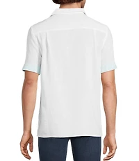 Murano Saronic Islands, Greece Collection Slim Fit Applique Short Sleeve Woven Camp Shirt