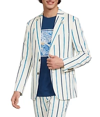 Murano Saronic Islands, Greece Collection Slim Fit Chenille Stripe Suit Separates Jacket