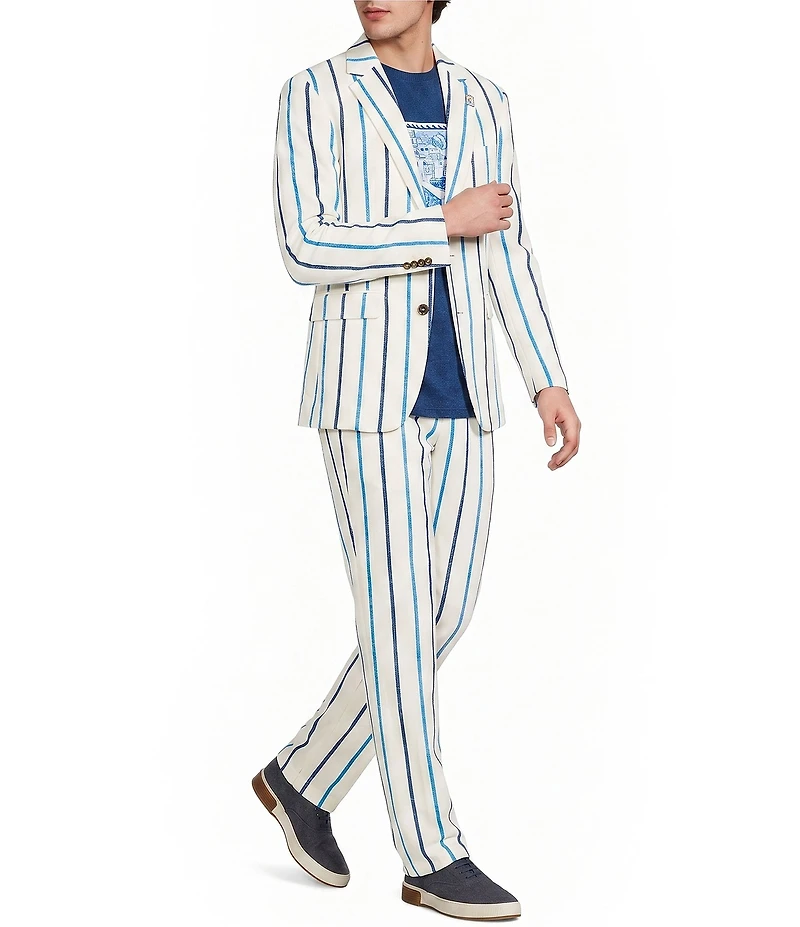 Murano Saronic Islands, Greece Collection Slim Fit Chenille Stripe Suit Separates Jacket