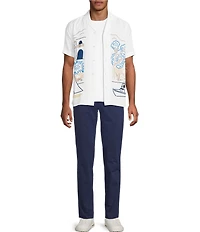 Murano Saronic Islands, Greece Collection Slim Fit City Print Short Sleeve Camp Shirt