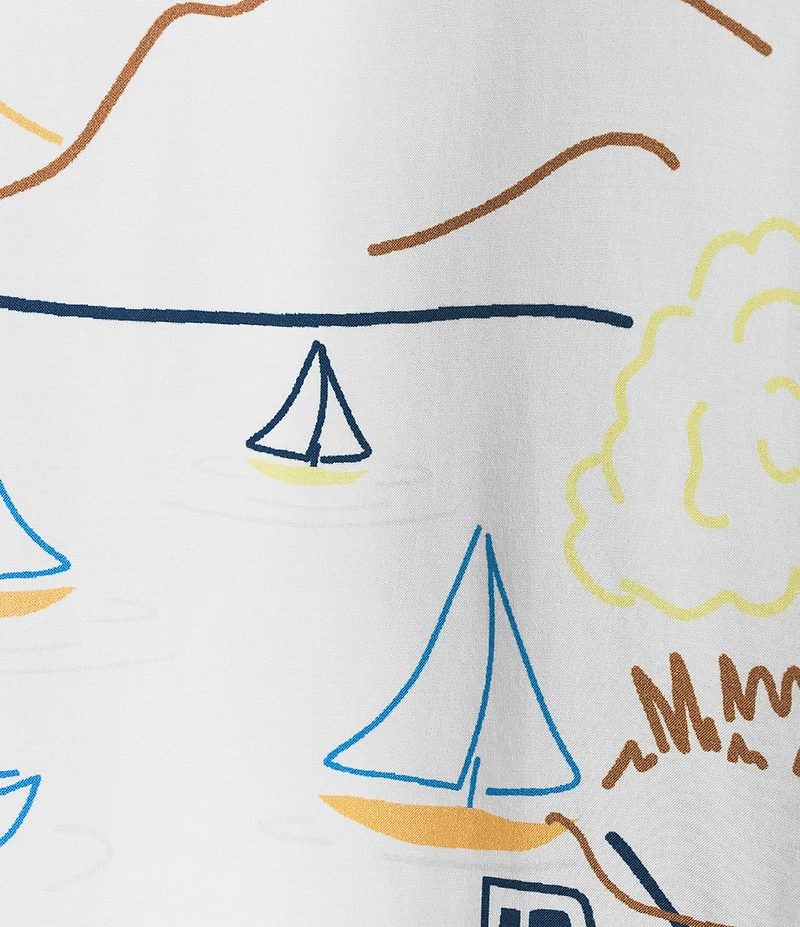 Murano Saronic Islands, Greece Collection Slim Fit City Print Short Sleeve Camp Shirt