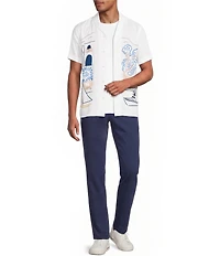 Murano Saronic Islands, Greece Collection Slim Fit City Print Short Sleeve Camp Shirt
