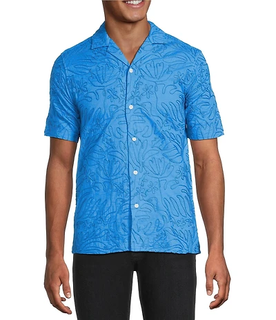 Murano Saronic Islands Greece Collection Slim Fit Embroidered Short Sleeve Woven Camp Shirt