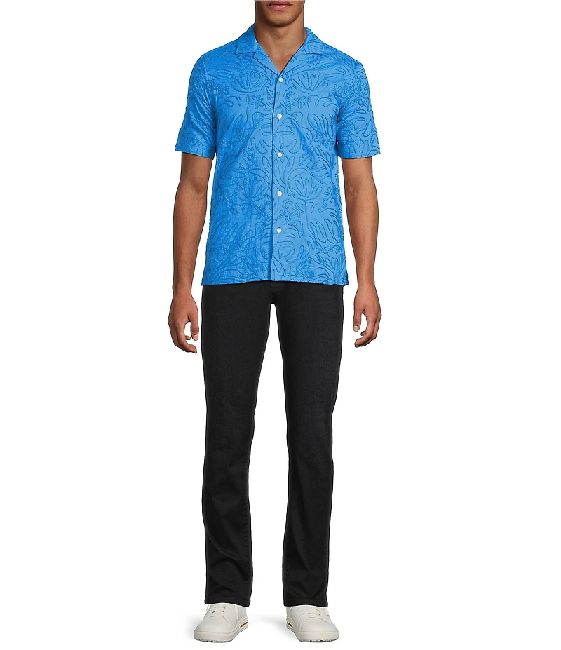 Murano Saronic Islands Greece Collection Slim Fit Embroidered Short Sleeve Woven Camp Shirt