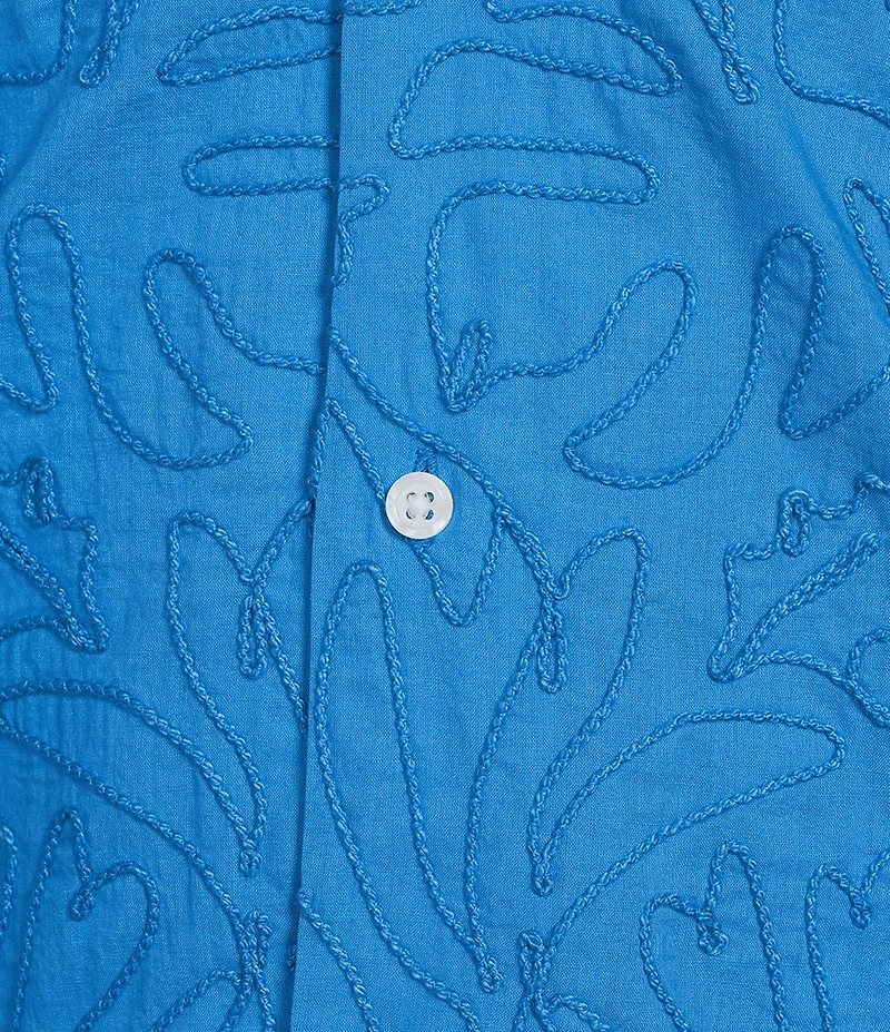 Murano Saronic Islands Greece Collection Slim Fit Embroidered Short Sleeve Woven Camp Shirt