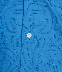 Murano Saronic Islands Greece Collection Slim Fit Embroidered Short Sleeve Woven Camp Shirt