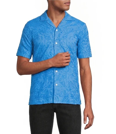 Murano Saronic Islands Greece Collection Slim Fit Embroidered Short Sleeve Woven Camp Shirt