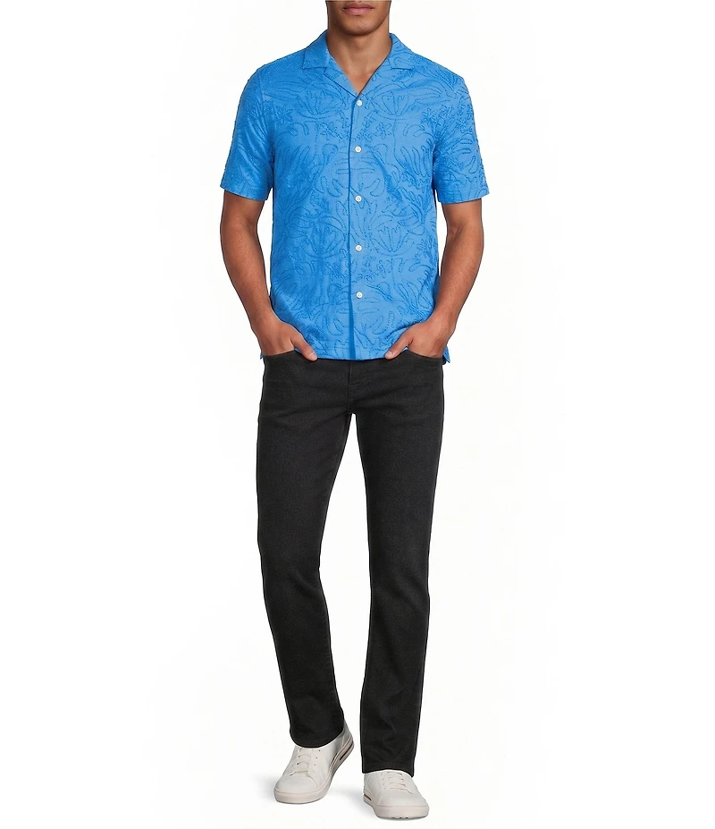 Murano Saronic Islands Greece Collection Slim Fit Embroidered Short Sleeve Woven Camp Shirt