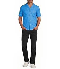 Murano Saronic Islands Greece Collection Slim Fit Embroidered Short Sleeve Woven Camp Shirt