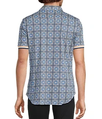Murano Saronic Islands Greece Collection Slim Fit Geo Print Short Sleeve Button-Front Shirt