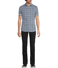 Murano Saronic Islands Greece Collection Slim Fit Geo Print Short Sleeve Button-Front Shirt