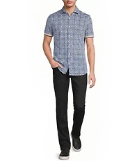Murano Saronic Islands Greece Collection Slim Fit Geo Print Short Sleeve Button-Front Shirt