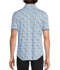 Murano Saronic Islands Greece Collection Slim Fit Greece Print Short Sleeve Button-Front Shirt