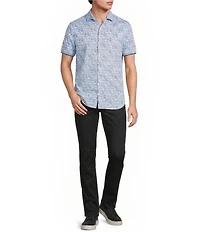 Murano Saronic Islands Greece Collection Slim Fit Greece Print Short Sleeve Button-Front Shirt
