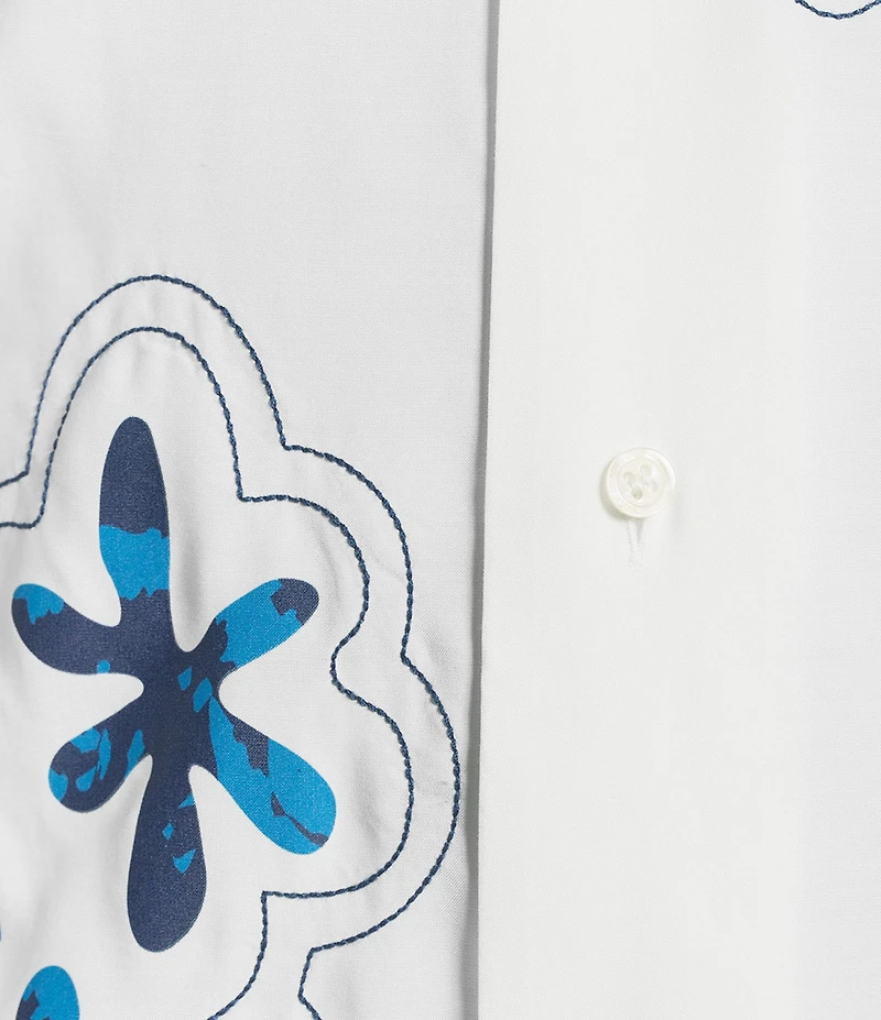 Murano Saronic Islands, Greece Collection Slim Fit Placed Print Short Sleeve Woven Camp Shirt