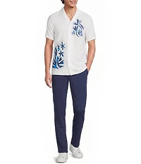 Murano Saronic Islands, Greece Collection Slim Fit Placed Print Short Sleeve Woven Camp Shirt