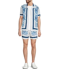 Murano Saronic Islands, Greece Collection Slim Fit Printed Short Sleeve Woven Camp Shirt