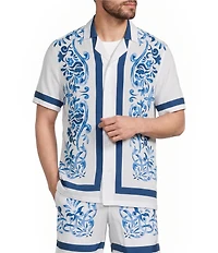 Murano Saronic Islands Greece Collection Coordinating Slim Fit Printed Woven Camp Shirt