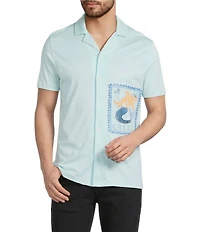 Murano Saronic Islands, Greece Collection Slim Fit Short Sleeve Stamp Coat Front Shirt