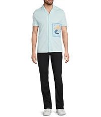 Murano Saronic Islands, Greece Collection Slim Fit Short Sleeve Stamp Coat Front Shirt