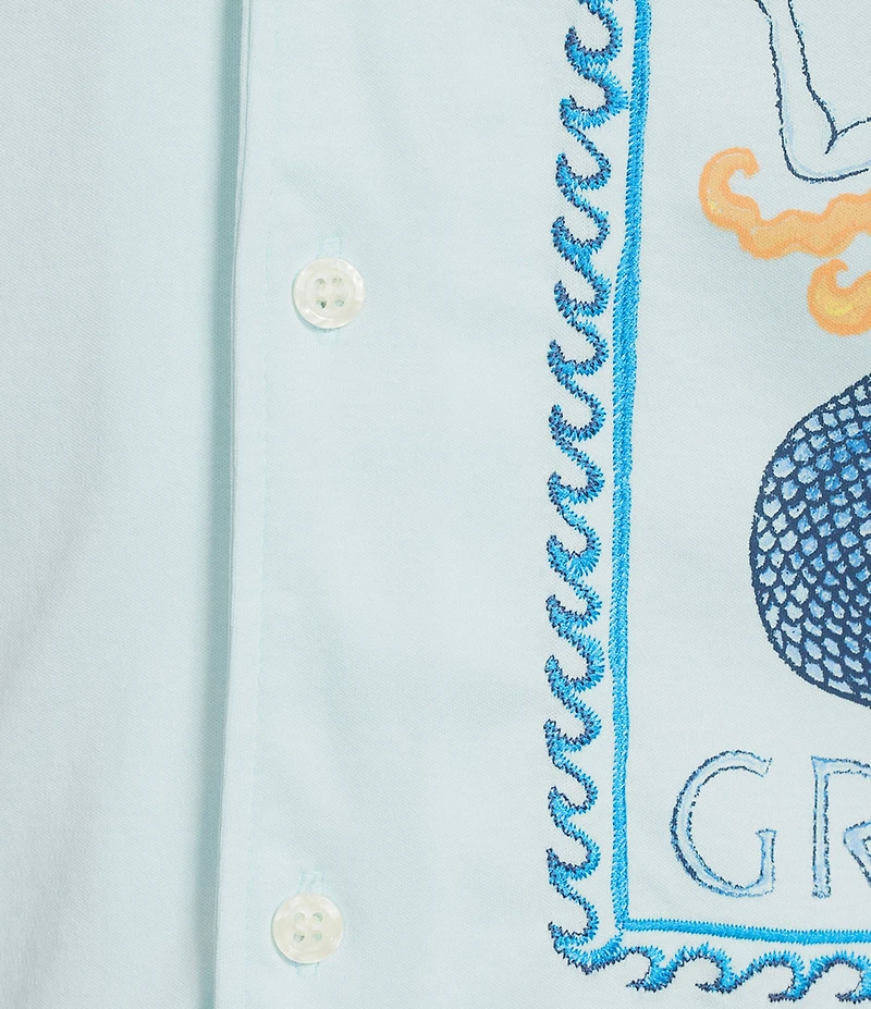 Murano Saronic Islands, Greece Collection Slim Fit Short Sleeve Stamp Coat Front Shirt