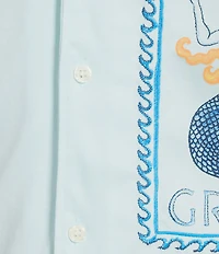 Murano Saronic Islands, Greece Collection Slim Fit Short Sleeve Stamp Coat Front Shirt