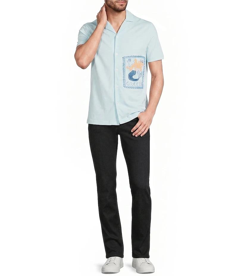 Murano Saronic Islands, Greece Collection Slim Fit Short Sleeve Stamp Coat Front Shirt