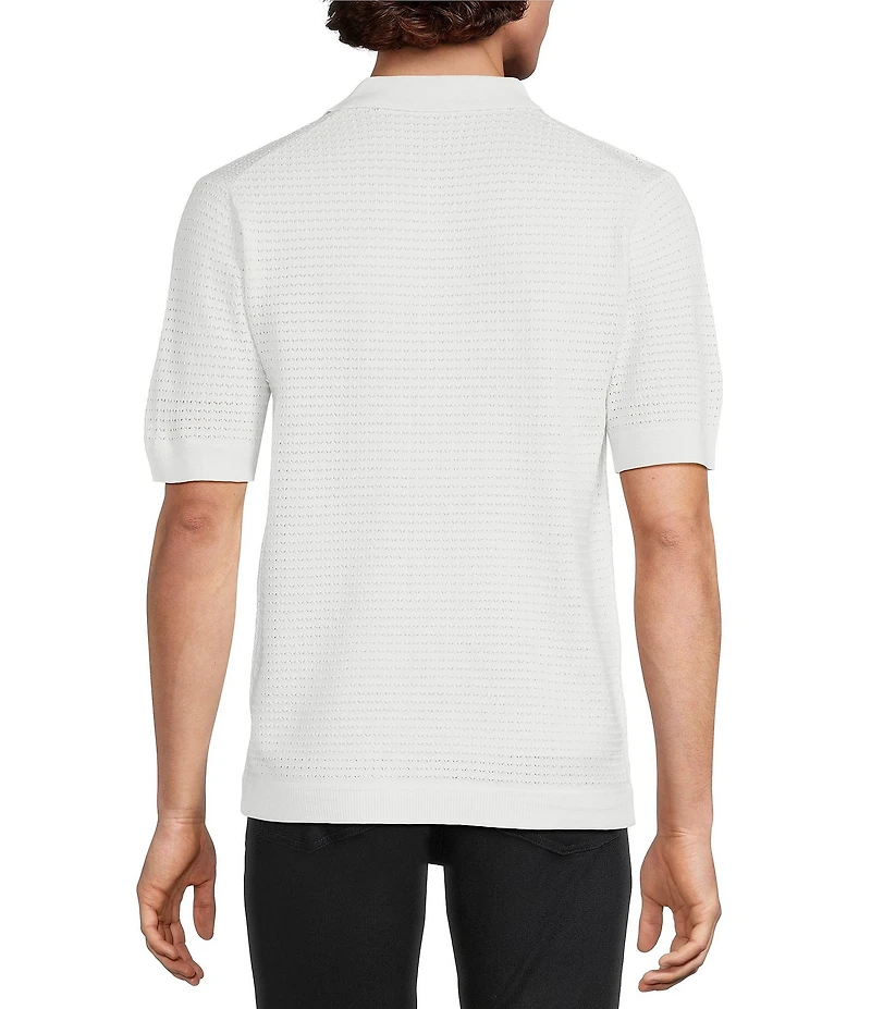 Murano Saronic Islands, Greece Collection Textured Short Sleeve Applique Button Front Shirt