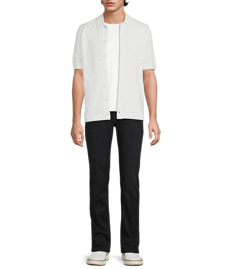 Murano Saronic Islands, Greece Collection Textured Short Sleeve Applique Button Front Shirt