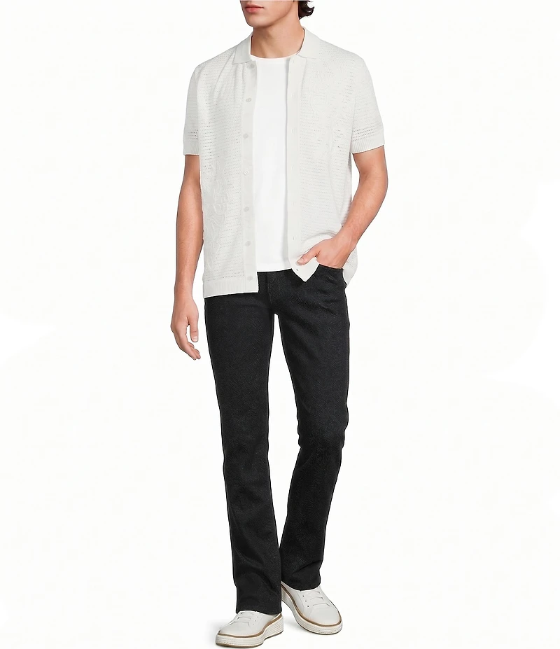 Murano Saronic Islands, Greece Collection Textured Short Sleeve Applique Button Front Shirt
