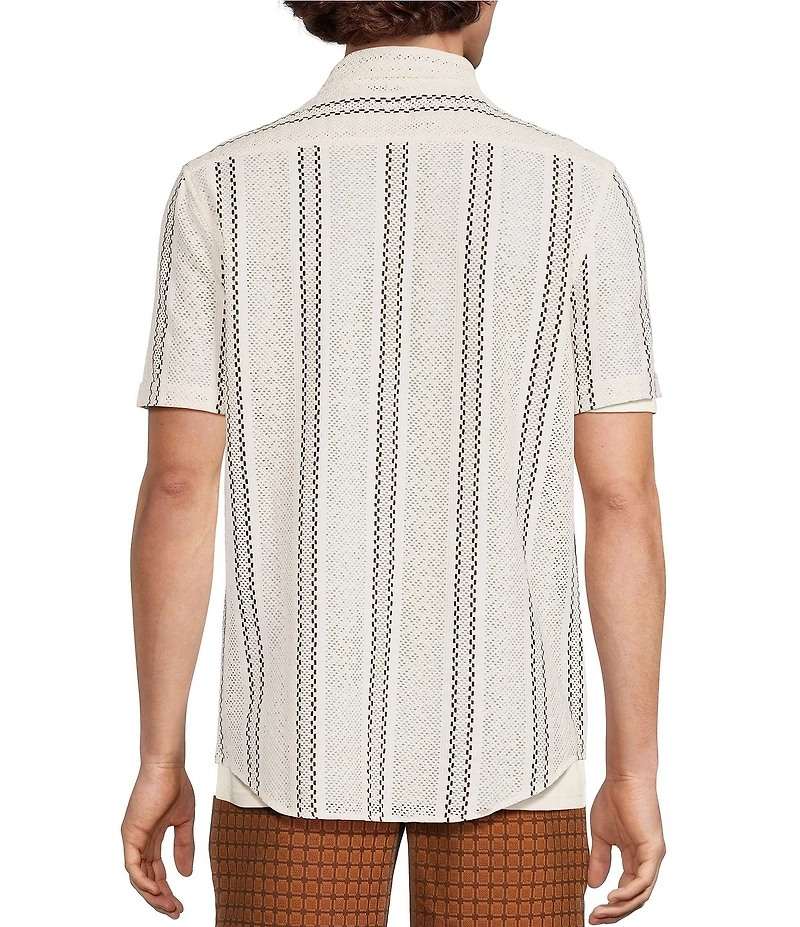 Murano Seville Collection Classic Fit Stripe Short Sleeve Woven Shirt