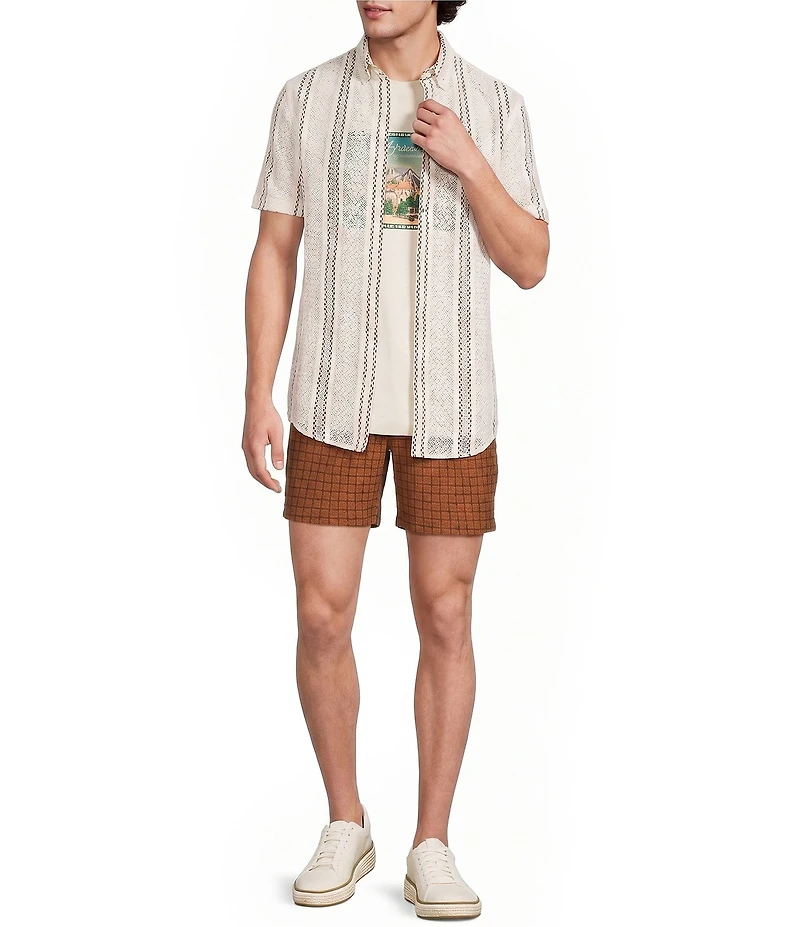 Murano Seville Collection Classic Fit Stripe Short Sleeve Woven Shirt